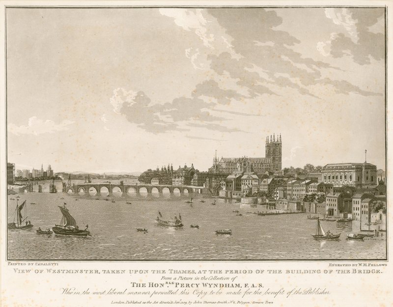 Utsikt over Westminster, i perioden med byggingen av broen av English School