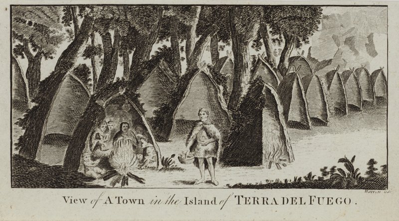 Utsikt over en by på øya Terra del Fuego av English School