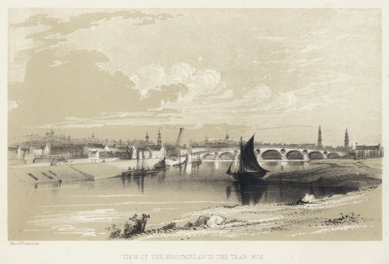 Utsikt over Broomielaw i år 1802 (gravering) av English School