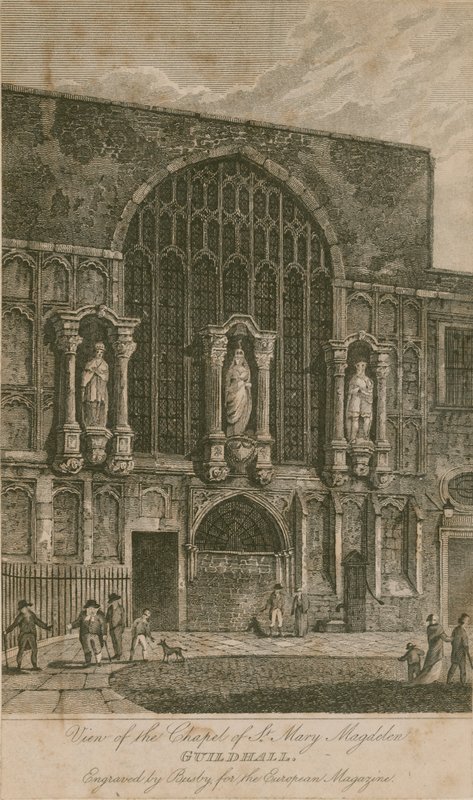 Utsikt over kapellet St Mary Magdelen, Guildhall, London av English School