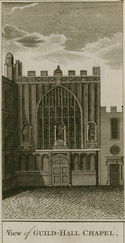 Utsikt over Guildhall Chapel, London av English School