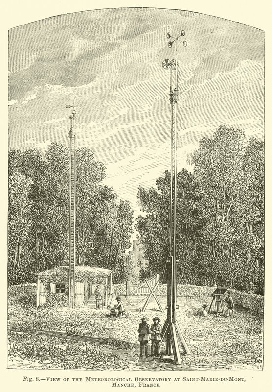 Utsikt over det meteorologiske observatoriet ved Saint-Marie-du-Mont, Manche, Frankrike av English School