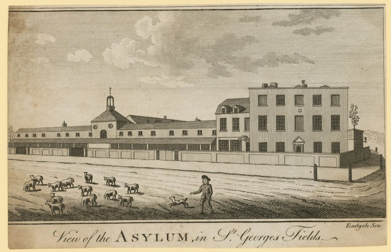 Utsikt over asylet i St Georges Fields av English School