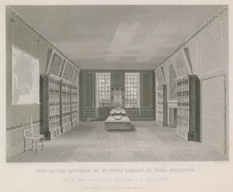 Utsikt over interiøret til Mr Pepys Library i York Building av English School