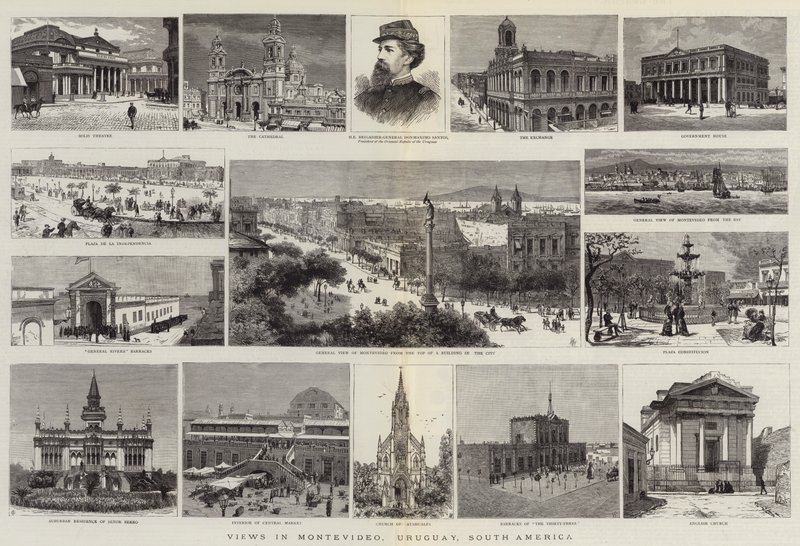 Utsikt i Montevideo, Uruguay, Sør-Amerika (gravering) av English School
