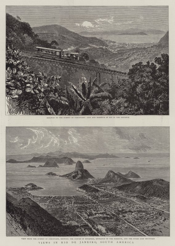 Utsikt i Rio de Janeiro, Sør-Amerika (gravering) av English School