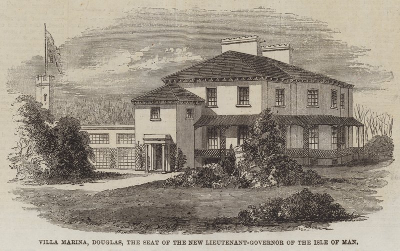Villa Marina, Douglas, sete for den nye løytnant-guvernøren på Isle of Man (gravering) av English School