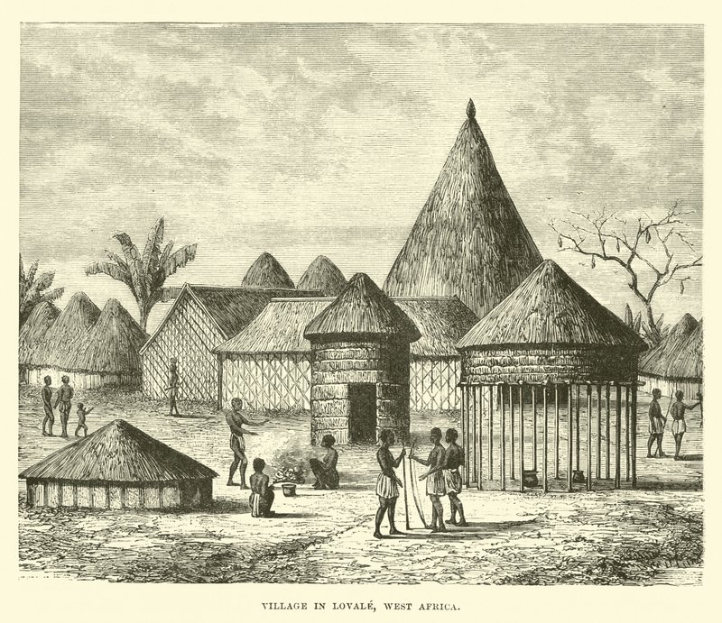 Landsby i Lovale, Vest-Afrika av English School