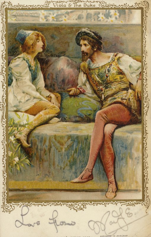 Viola and the Duke i William Shakespeares spiller Twelfth Night av English School