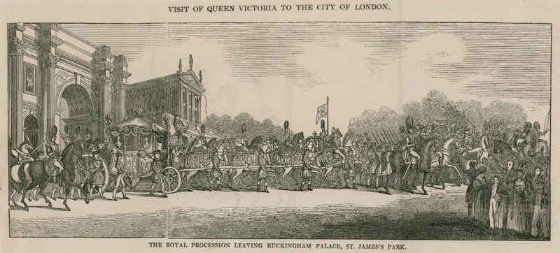 Dronning Victorias besøk til City of London og forlater Buckingham Palace av English School