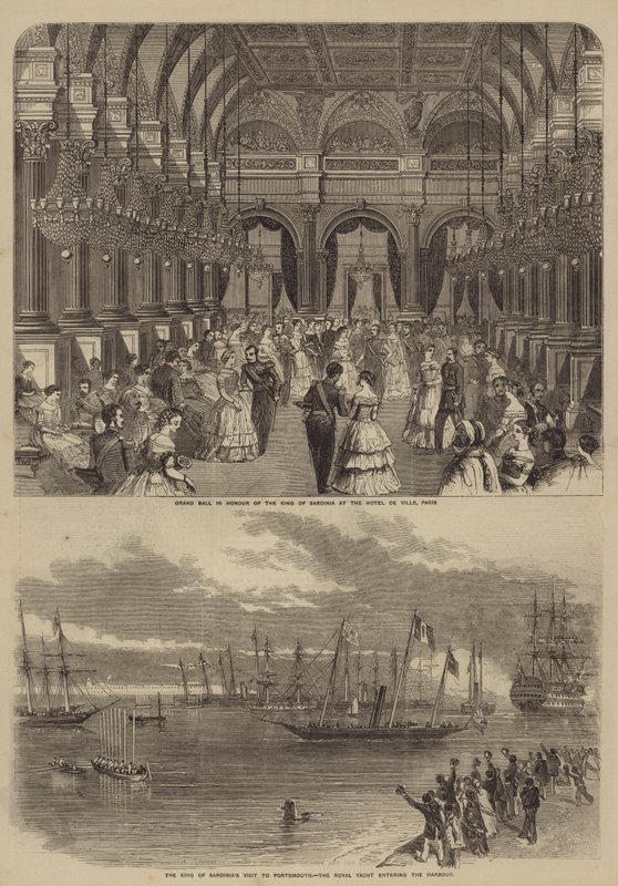 Besøk av Victor Emmanuel II av Italia (gravering) av English School
