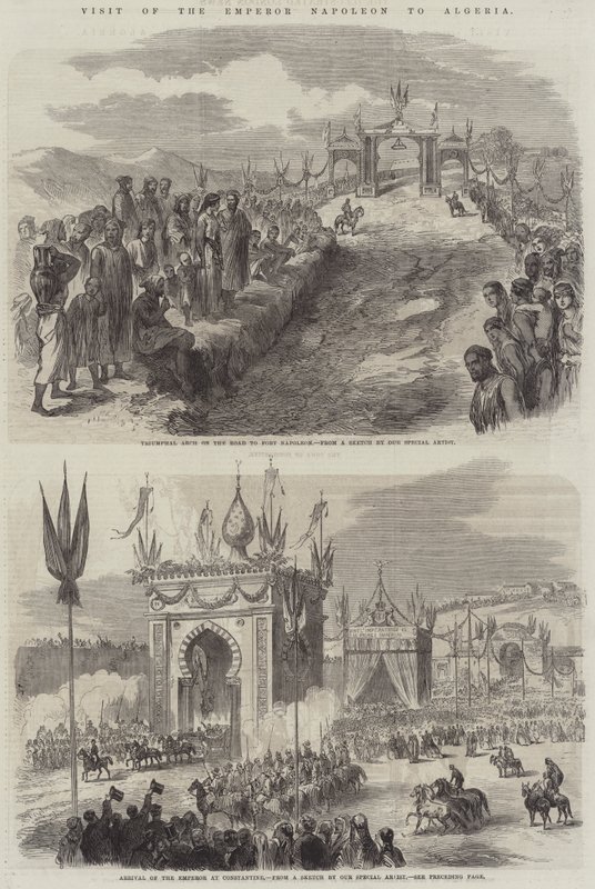 Besøk av keiser Napoleon i Algerie (gravering) av English School