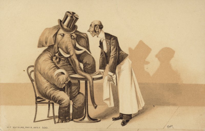 Servitør serverer en elefant av English School