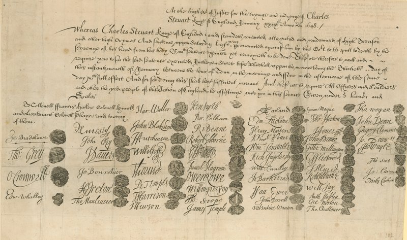 Ordre for henrettelse av kong Charles I av English School