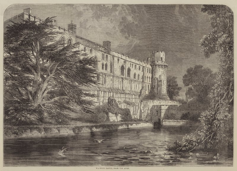 Warwick Castle, fra Avon (gravering) av English School