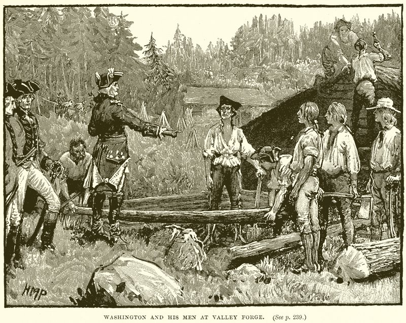 Washington og hans menn i Valley Forge av English School