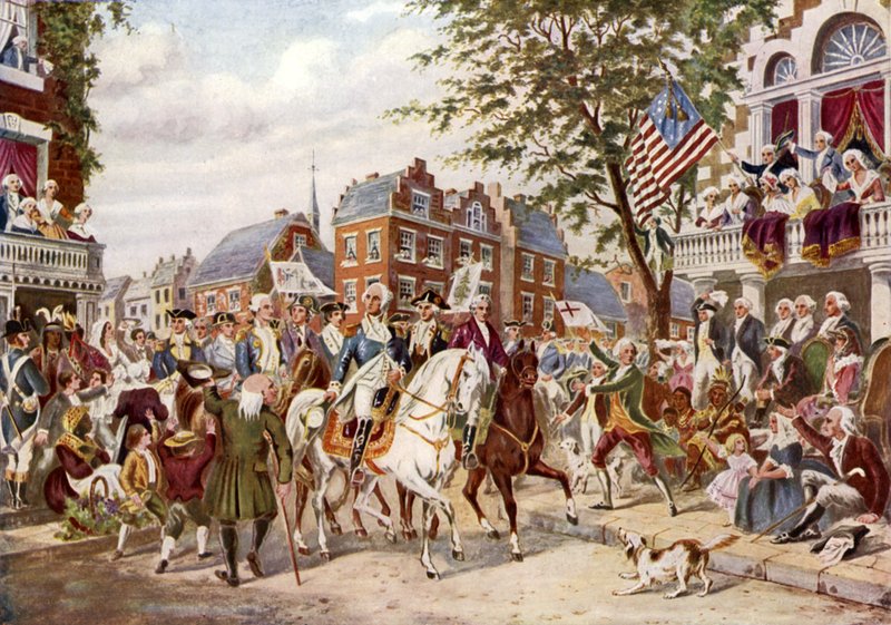 Washingtons inntog i New York, 23. april 1789 av English School