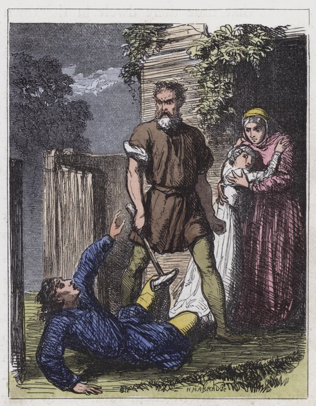 Wat Tyler and the Tax-Gatherer (farget gravering) av English School