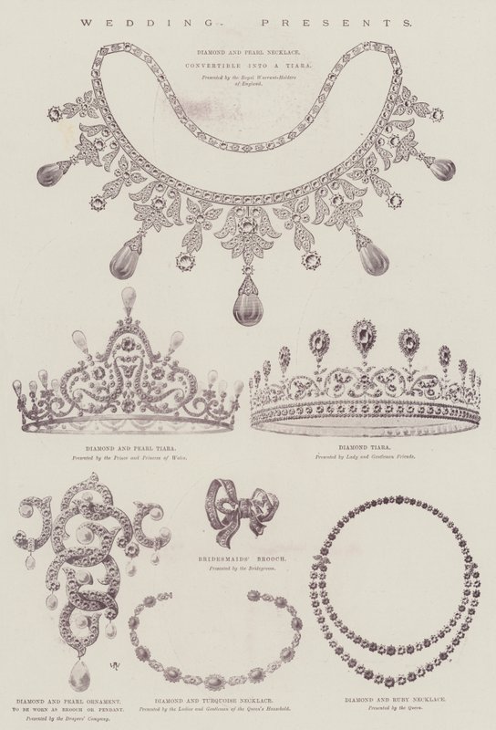 Bryllup til prinsesse Maud av Wales og prins Charles av Danmark (farge litho) av English School