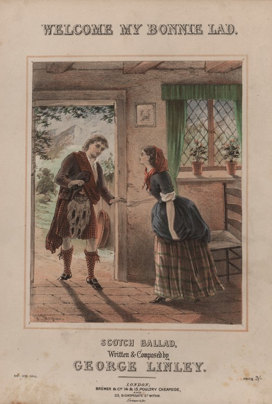 Welcome My Bonnie Lad (farge litho) av English School