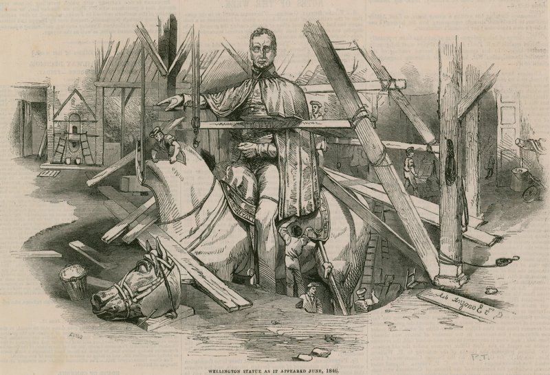 Wellingtons statue slik den så ut i juni 1846 av English School
