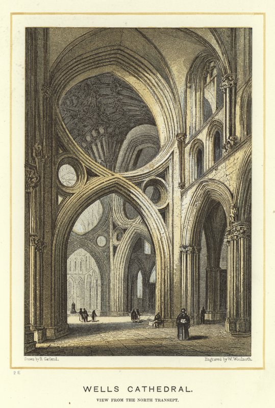 Wells Cathedral, utsikt fra det nordlige transeptet av English School