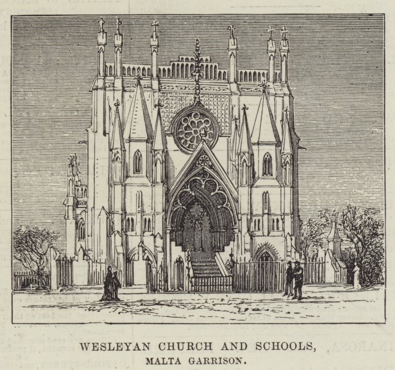 Wesleyan Church and Schools, Malta Garnison (gravering) av English School