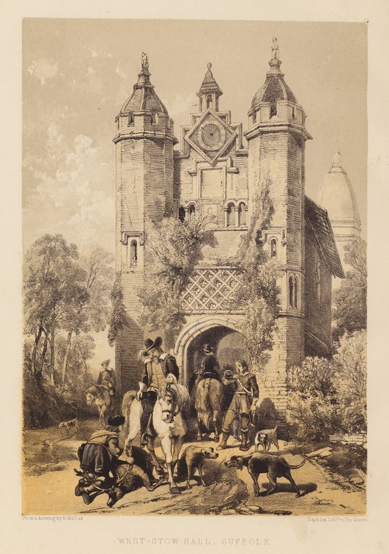 West-Stow Hall, Suffolk (akvatint) av English School