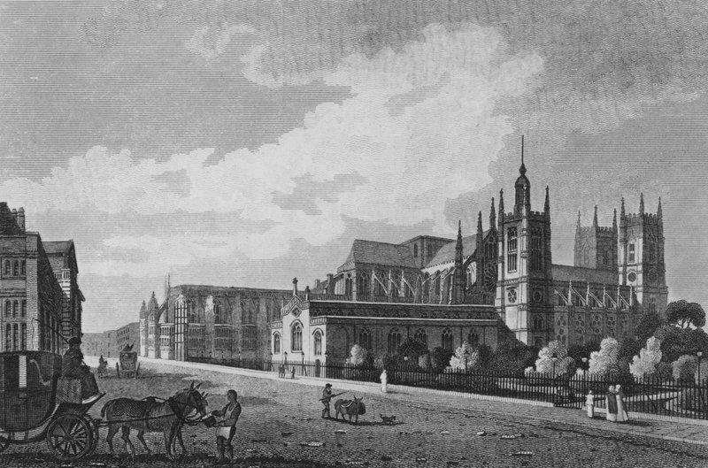 Westminster Abbey, med de nye forbedringene (gravering) av English School