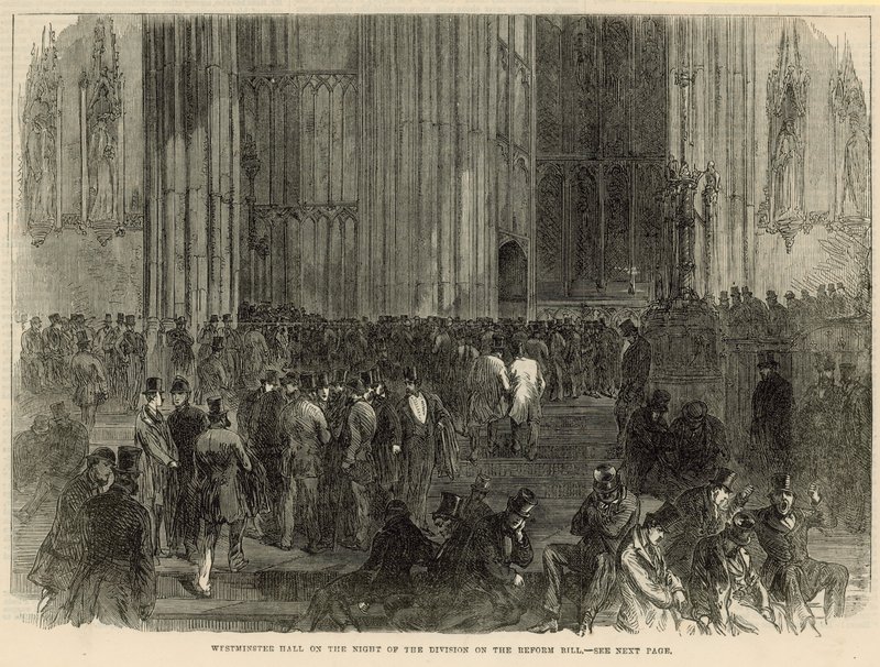 Westminster Hall natten til divisjonen på reformforslaget av English School