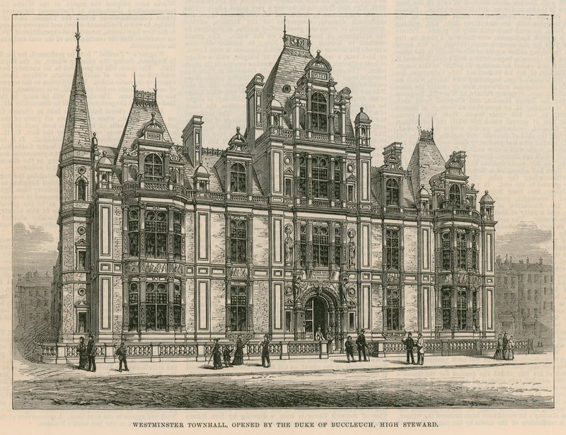 Westminster rådhus, åpnet av hertugen av Buccleuch, High Steward av English School