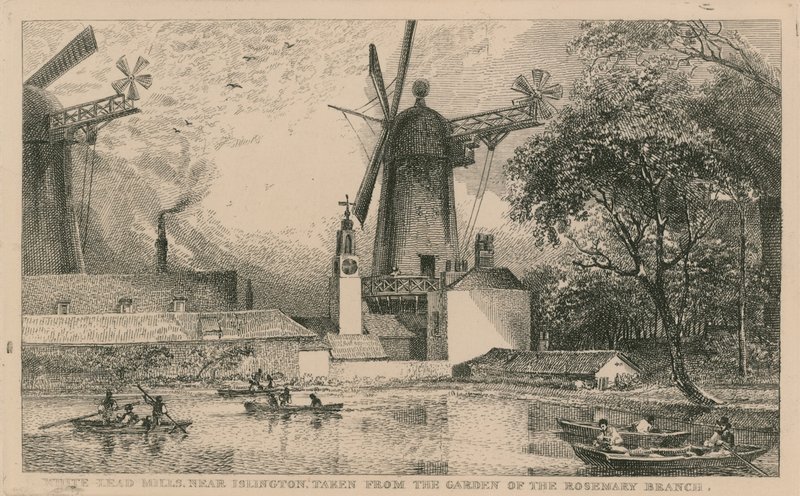 White Lead Mills nær Islington, hentet fra hagen til Rosemary Branch av English School