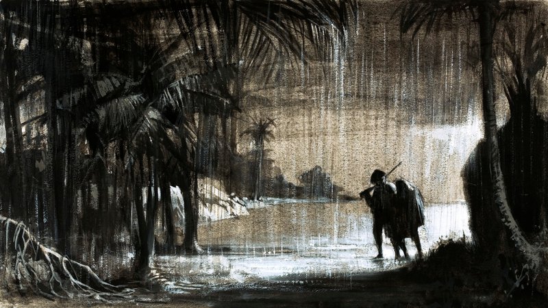 William Paterson hjalp til med å finne en ny handelskoloni på Isthmus of Panama (gouache på papir) av English School