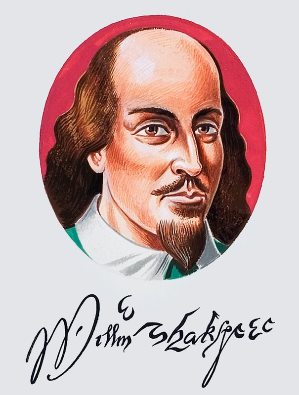 William Shakespeare med signatur av English School