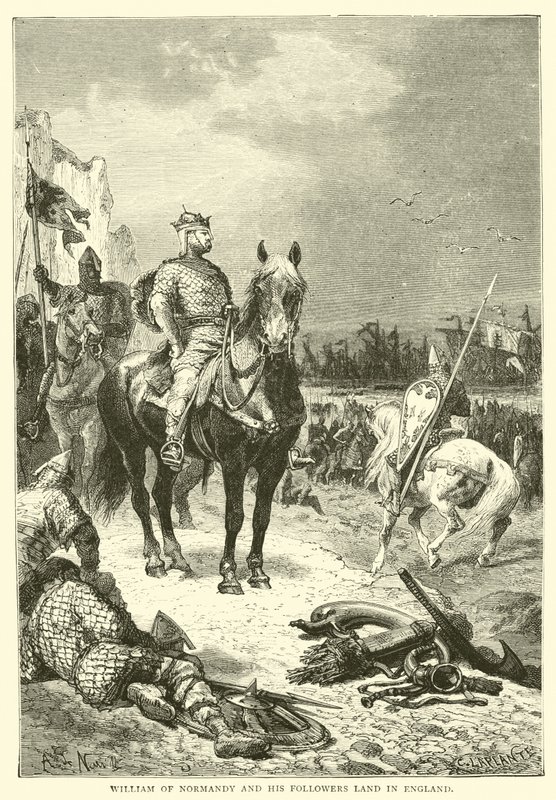 Vilhelm av Normandie og hans tilhengere lander i England av English School