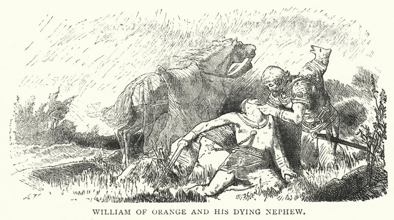 William av Orange og hans døende nevø (gravering) av English School