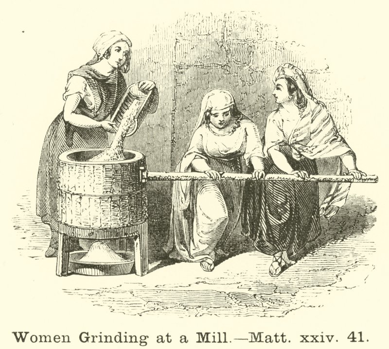 Kvinner som maler på en mølle, Matt, xxiv, 41 av English School