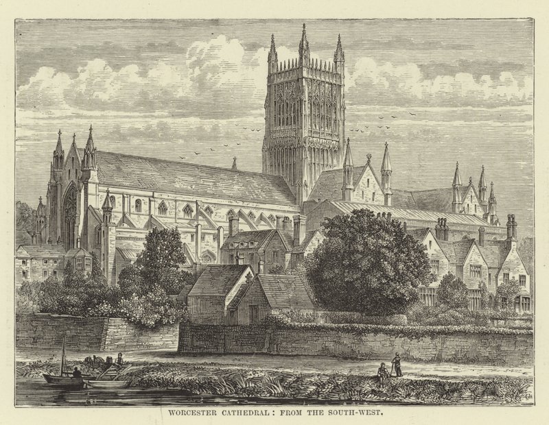Worcester Cathedral, fra sør-vest av English School