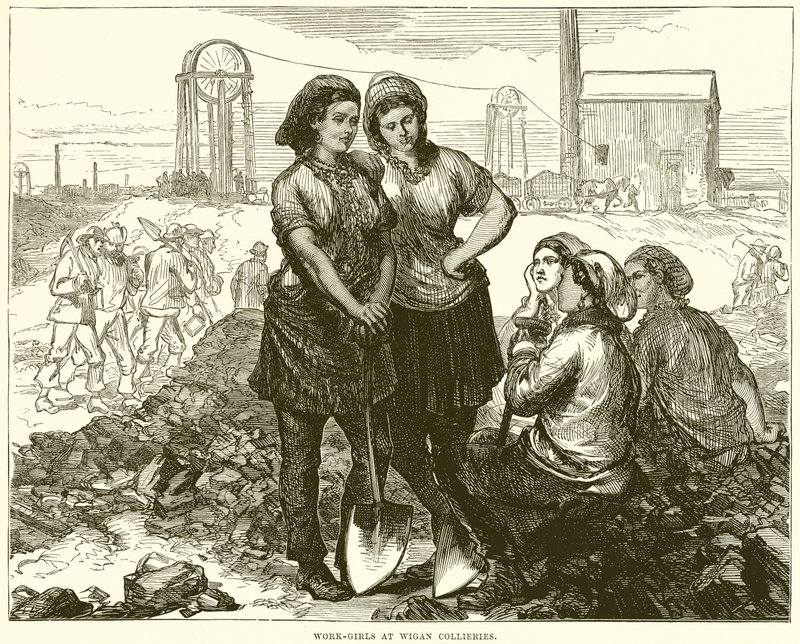 Arbeid-jenter på Wigan Collieries av English School