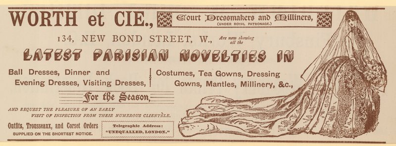 Worth et Cie, 134 New Bond Street, London, annonse av English School