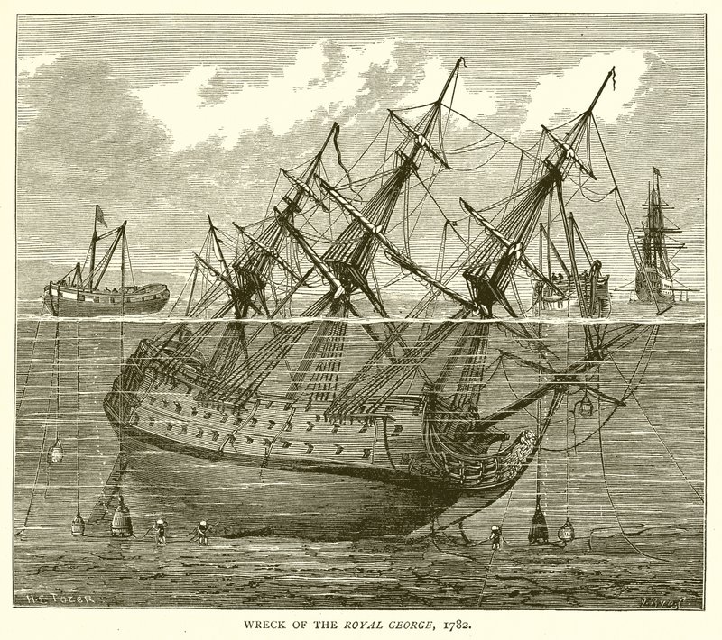 Vraket av Royal George, 1782 av English School