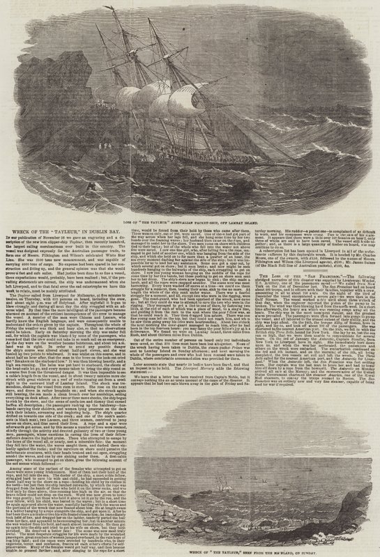 Vraket av "Tayleur," i Dublin Bay (gravering) av English School