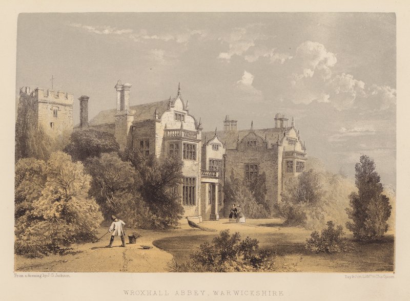 Wroxhall Abbey, Warwickshire (akvatint) av English School