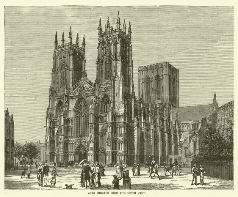 York Minster fra sørvest (gravering) av English School
