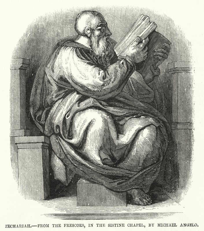 Zechariah, fra freskene, i det sixtinske kapell, av Michael Angelo (gravering) av English School