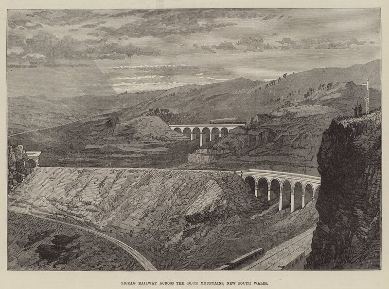 Zigzag Railway over Blue Mountains, New South Wales (gravering) av English School