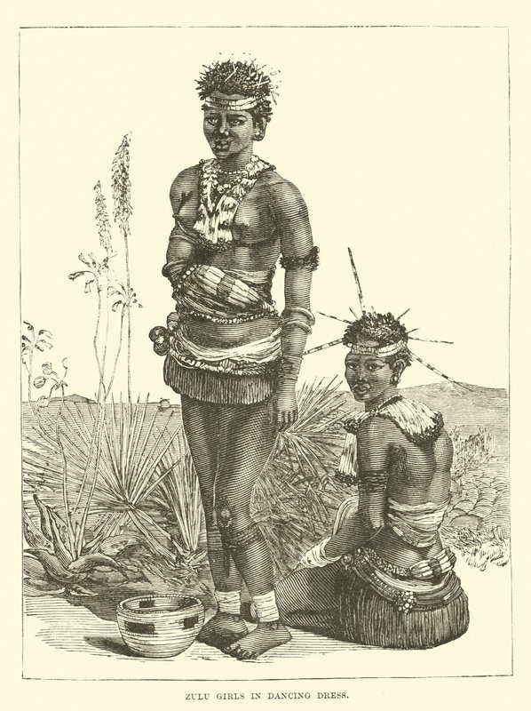 Zulu-jenter i dansekjole av English School