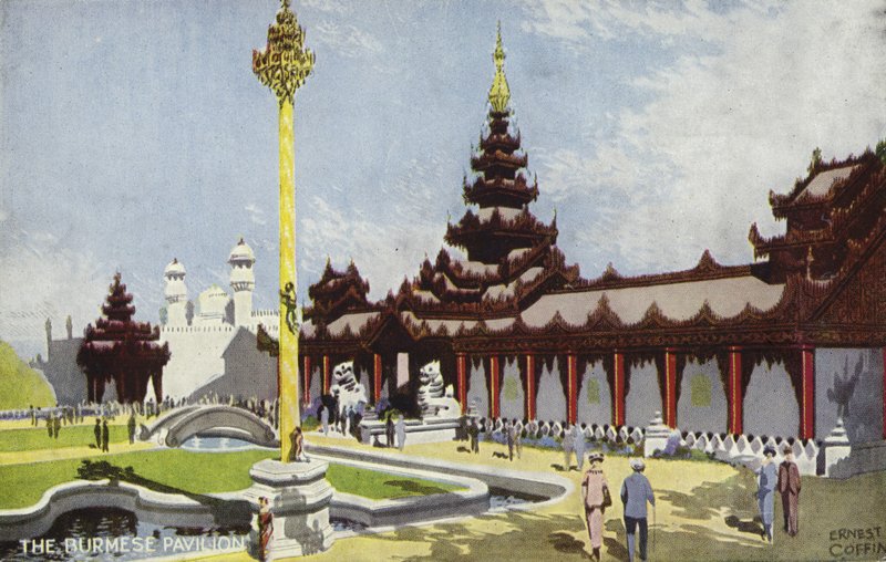 The Burmese Pavilion, British Empire Exhibition, Wembley, 1924 av Ernest Coffin