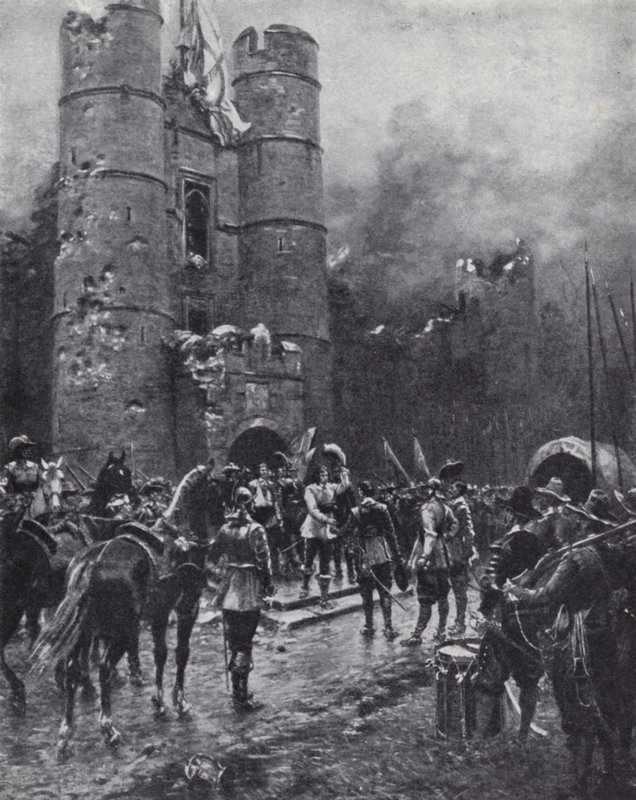 Atten måneders beleiring av Donnington Castle, Berkshire, under den engelske borgerkrigen av Ernest (after) Crofts