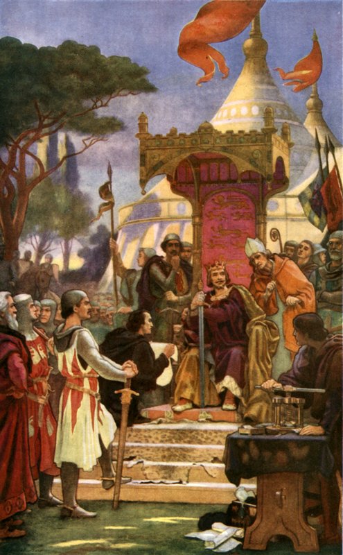 Kong John signerer Magna Carta av Ernest (after) Normand